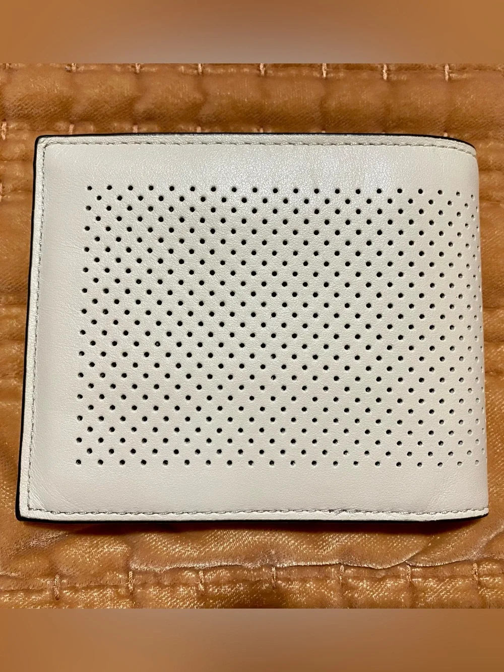 Coach Bifold Perforated Leather Wallet ~ Chalk/Black